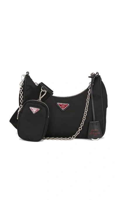 Fwrd Renew Prada Re-edition 2005 Re-nylon Shoulder Bag In 黑色
