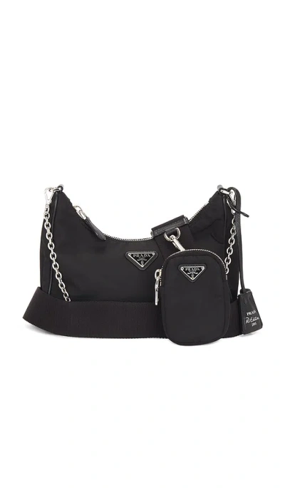 Fwrd Renew Prada Re-edition 2005 Re-nylon Shoulder Bag In Black
