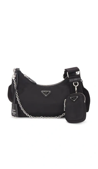 Fwrd Renew Prada Re-edition 2005 Re-nylon Shoulder Bag In Black