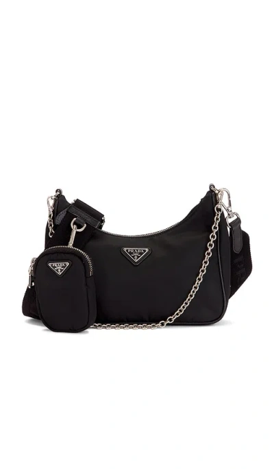 Fwrd Renew Prada Re-edition 2005 Re-nylon Shoulder Bag In Black