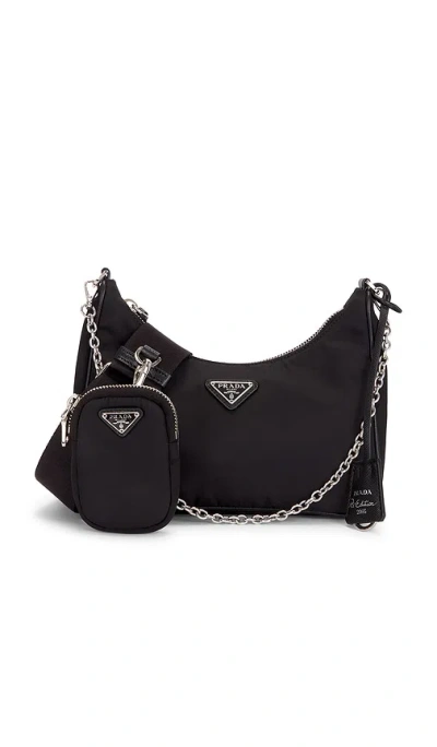 Fwrd Renew Prada Re-edition 2005 Re-nylon Shoulder Bag In Black