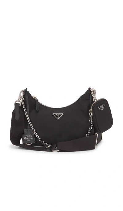 Fwrd Renew Prada Re-edition 2005 Re-nylon Shoulder Bag In Black