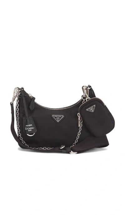 Fwrd Renew Prada Re-edition 2005 Re-nylon Shoulder Bag In Black