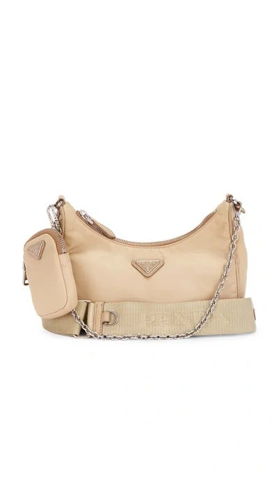 Fwrd Renew Prada Re-edition 2005 Re-nylon Shoulder Bag In Deserto Beige