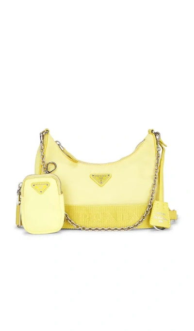 Fwrd Renew Prada Re-edition 2005 Re-nylon Shoulder Bag In Yellow