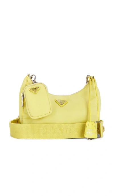 Fwrd Renew Prada Re-edition 2005 Re-nylon Shoulder Bag In Yellow