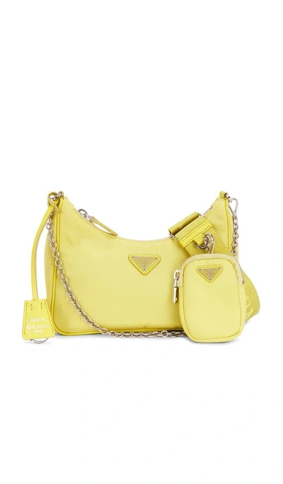 Fwrd Renew Prada Re-edition 2005 Re-nylon Shoulder Bag In Yellow