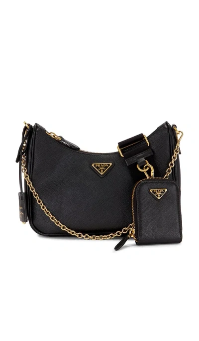 Fwrd Renew Prada Saffiano Re-edition 2005 Shoulder Bag In Black