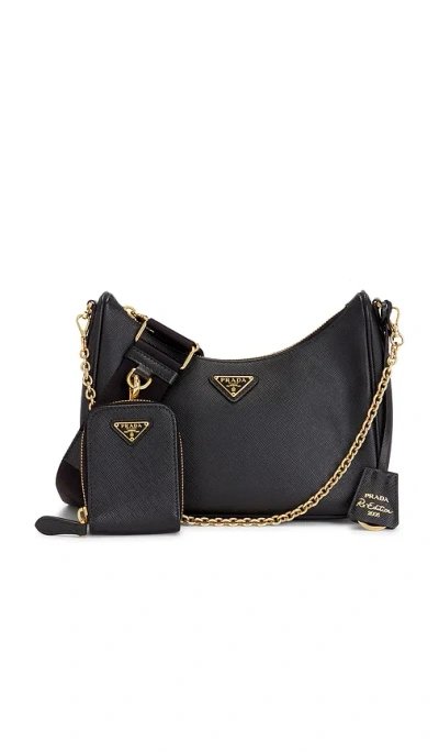 Fwrd Renew Prada Saffiano Re-edition 2005 Shoulder Bag In Black