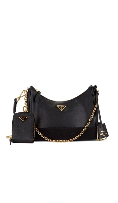 Fwrd Renew Prada Saffiano Re-edition 2005 Shoulder Bag In Black
