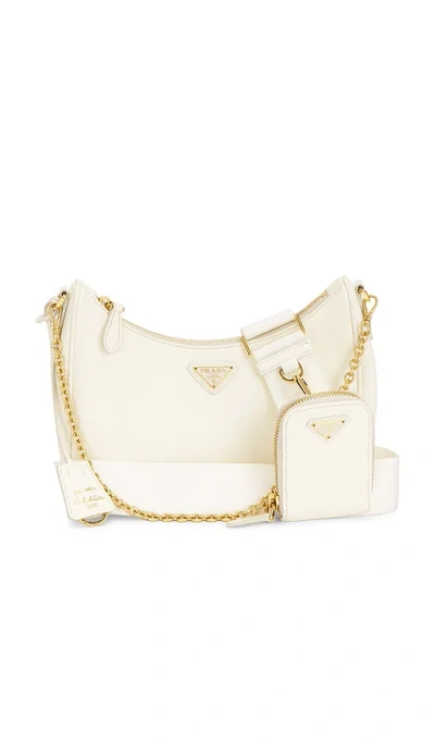 Fwrd Renew Prada Saffiano Re-edition 2005 Shoulder Bag In White