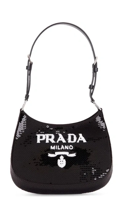 Fwrd Renew Prada Sequin Paillettes Cleo Shoulder Bag In Black