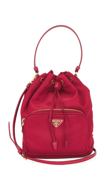 Fwrd Renew Prada Tessuto Bucket Bag In Red