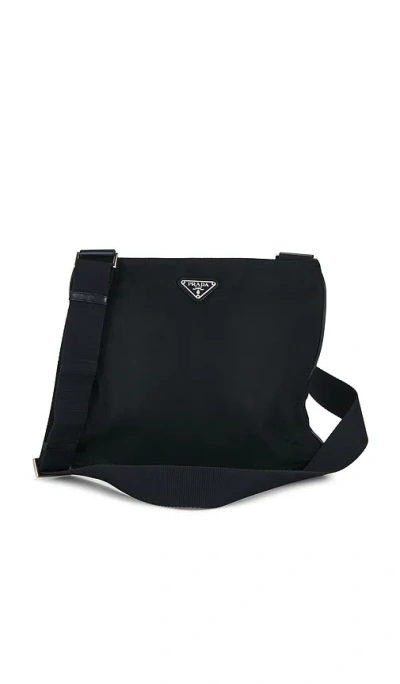 Fwrd Renew Prada Tessuto Flat Messenger Bag In Black