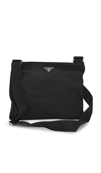 Fwrd Renew Prada Tessuto Flat Messenger Bag In Black