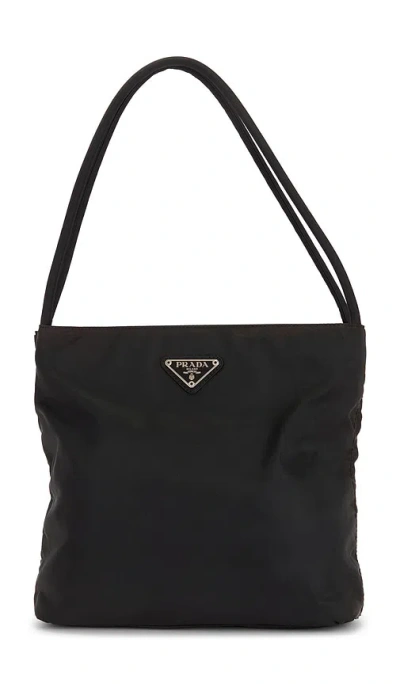 Fwrd Renew Prada Tessuto Flat Messenger Bag In Black