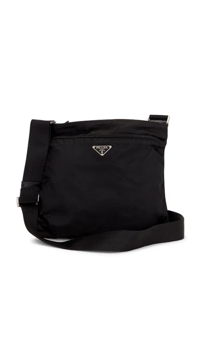 Fwrd Renew Prada Tessuto Flat Messenger Bag In Black