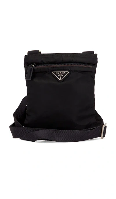 Fwrd Renew Prada Tessuto Flat Messenger Bag In Black