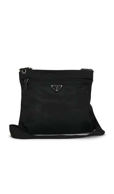 Fwrd Renew Prada Tessuto Flat Messenger Bag In Black