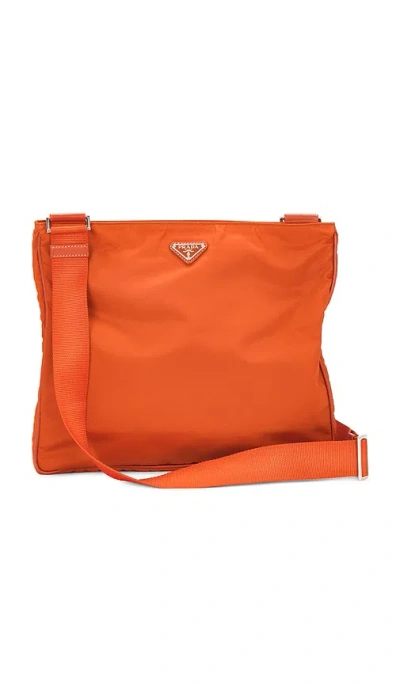Fwrd Renew Prada Tessuto Flat Messenger Bag In Orange