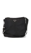 Fwrd Renew Prada Tessuto Messenger Bag In Black