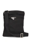 Fwrd Renew Prada Tessuto Messenger Bag In Black