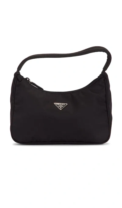 Fwrd Renew Prada Tessuto Mini Sport Hobo Bag In Black