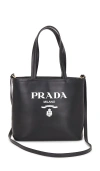 Fwrd Renew Prada Vitello Logo Tote Bag In Black