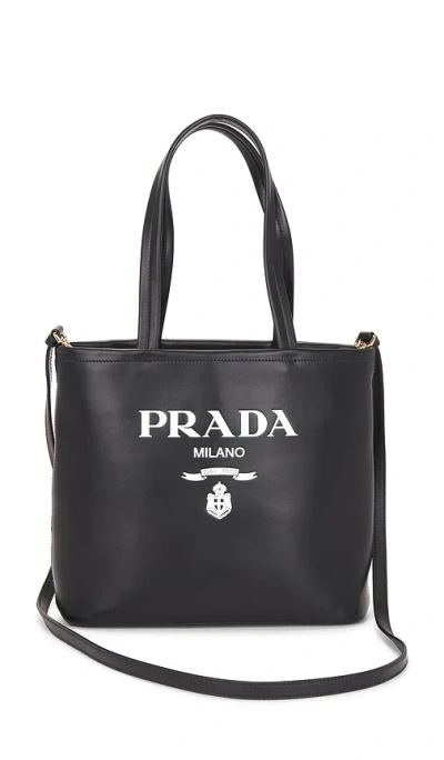 Fwrd Renew Prada Vitello Logo Tote Bag In Black