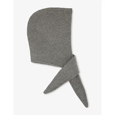 Fwss Womens  Tie Up Knitted Merino-wool Hood In Mid Grey