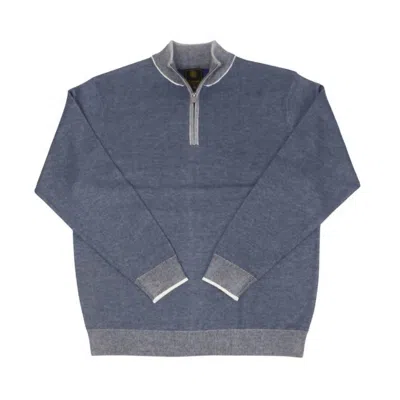 F/x Fusion Men's Birdseye Quarter Zip Top In Blue/silver