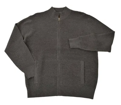 F/x Fusion Men's Solid Ottoman Full Zip Mock Sweater In Charcoal Heather In Grey