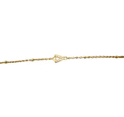 Fyb Jewelry Women's Petite Initial Chain Bracelet - V In Gold