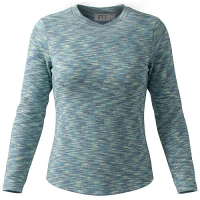 Fyi Kids'  Multi Rib Curved Hem Long Sleeve Top In Blue
