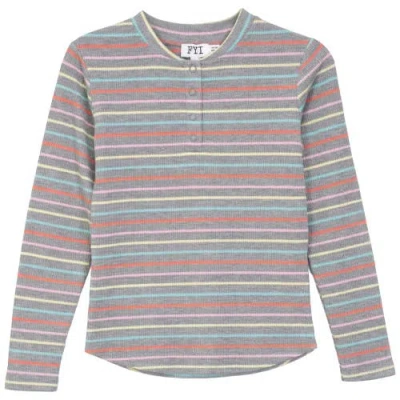 Fyi Kids'  Multi Stripe Waffle Snap Front Top