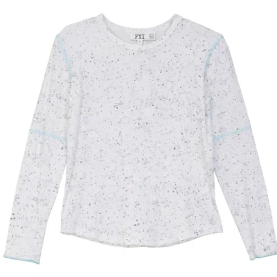 Fyi Kids'  Splash Ribbed Long Sleeve Merrowed Hem Top In Multi