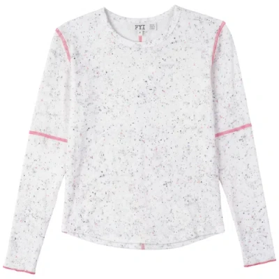Fyi Kids'  Splash Ribbed Long Sleeve Merrowed Hem Top In White