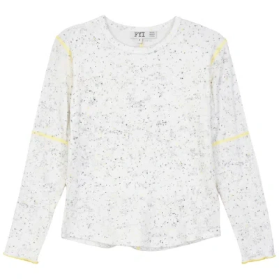 Fyi Kids'  Splash Ribbed Long Sleeve Merrowed Hem Top In White