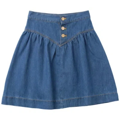 Fyi Kids'  V Yoke Button Detail Denim Skirt In Blue