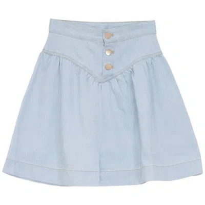 Fyi Kids'  V Yoke Button Detail Denim Skirt In Blue