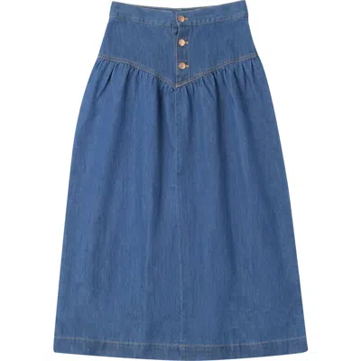 Fyi Kids'  V Yoke Button Front Denim Skirt In Blue