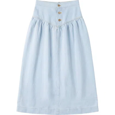 Fyi Kids'  V Yoke Button Front Denim Skirt In Blue