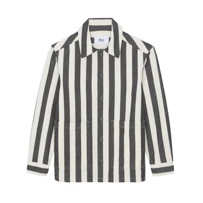 Fyu Paris Men's Black Delia Stripe Chore Jacket In Multi