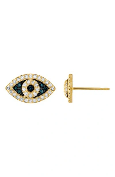 Fzn 10k Diamond Evil Eye Earrings In Gold