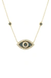 Fzn 10k Diamond Evil Eye Necklace In Blue