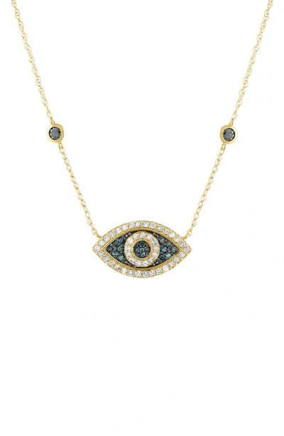 Fzn 10k Diamond Evil Eye Necklace In Gold