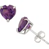 Fzn 10k Gold Amethyst Heart Stud Earrings In White
