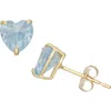 Fzn 10k Gold Aquamarine Heart Stud Earrings In Gold