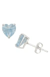 Fzn 10k Gold Aquamarine Heart Stud Earrings