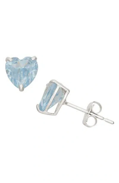 Fzn 10k Gold Aquamarine Heart Stud Earrings